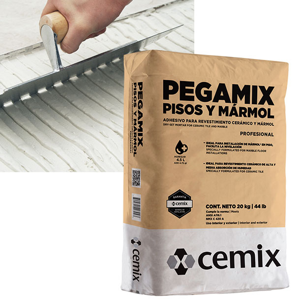 Pegamix Pisos Y Marmol Gris 20 Kg